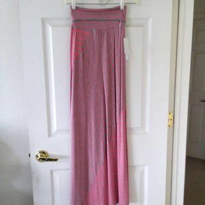 Misses Gray Pink Stripe Maxi Skirt XS